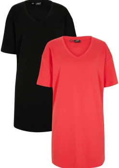 bonprix bonprix Básicos|Vestidos>Vestido de algodón rosa hibisco+negro
