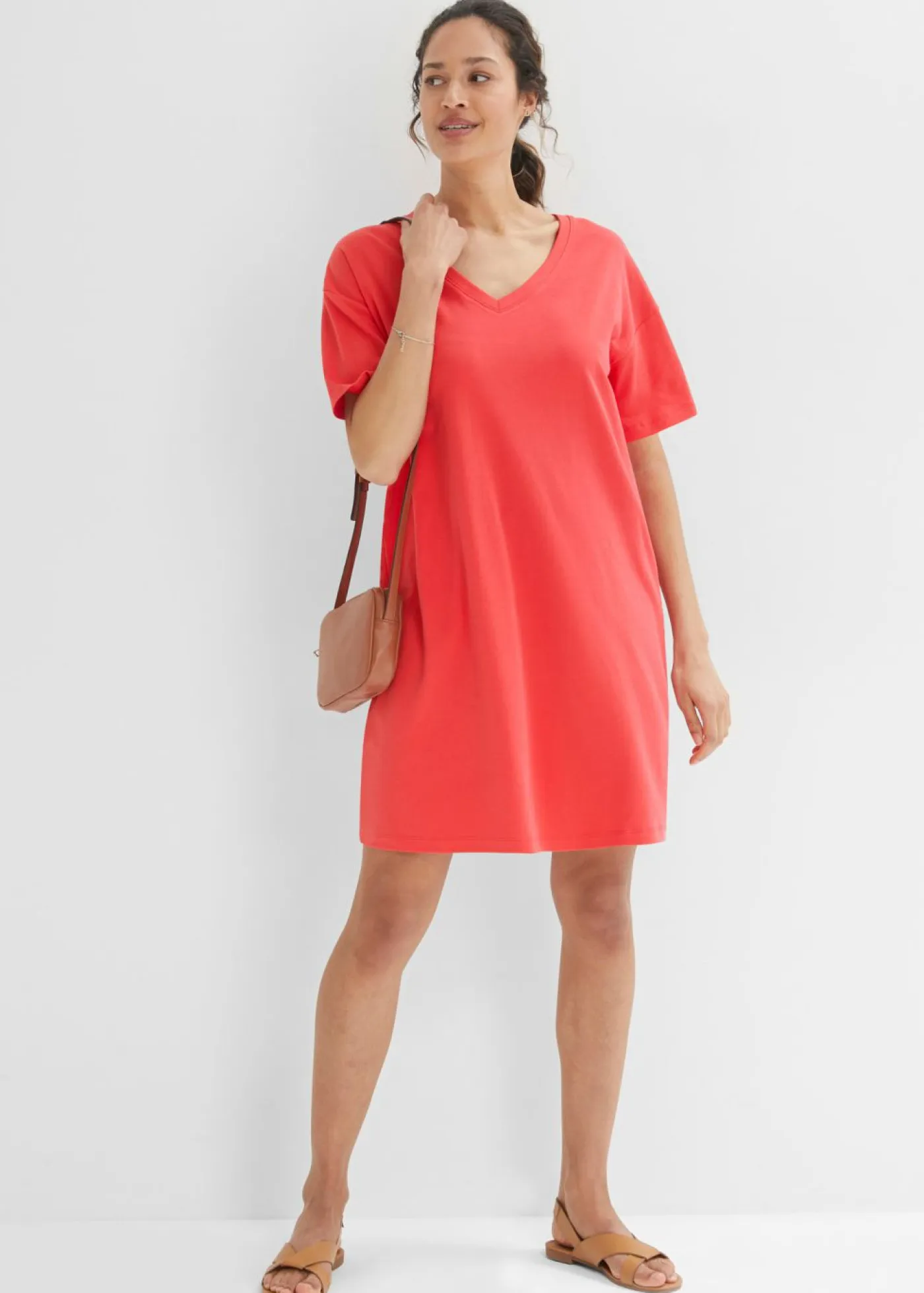 bonprix bonprix Básicos|Vestidos>Vestido de algodón rosa hibisco+negro