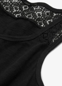 bonprix bonprix Vestidos>Vestido de algodón con encaje Negro