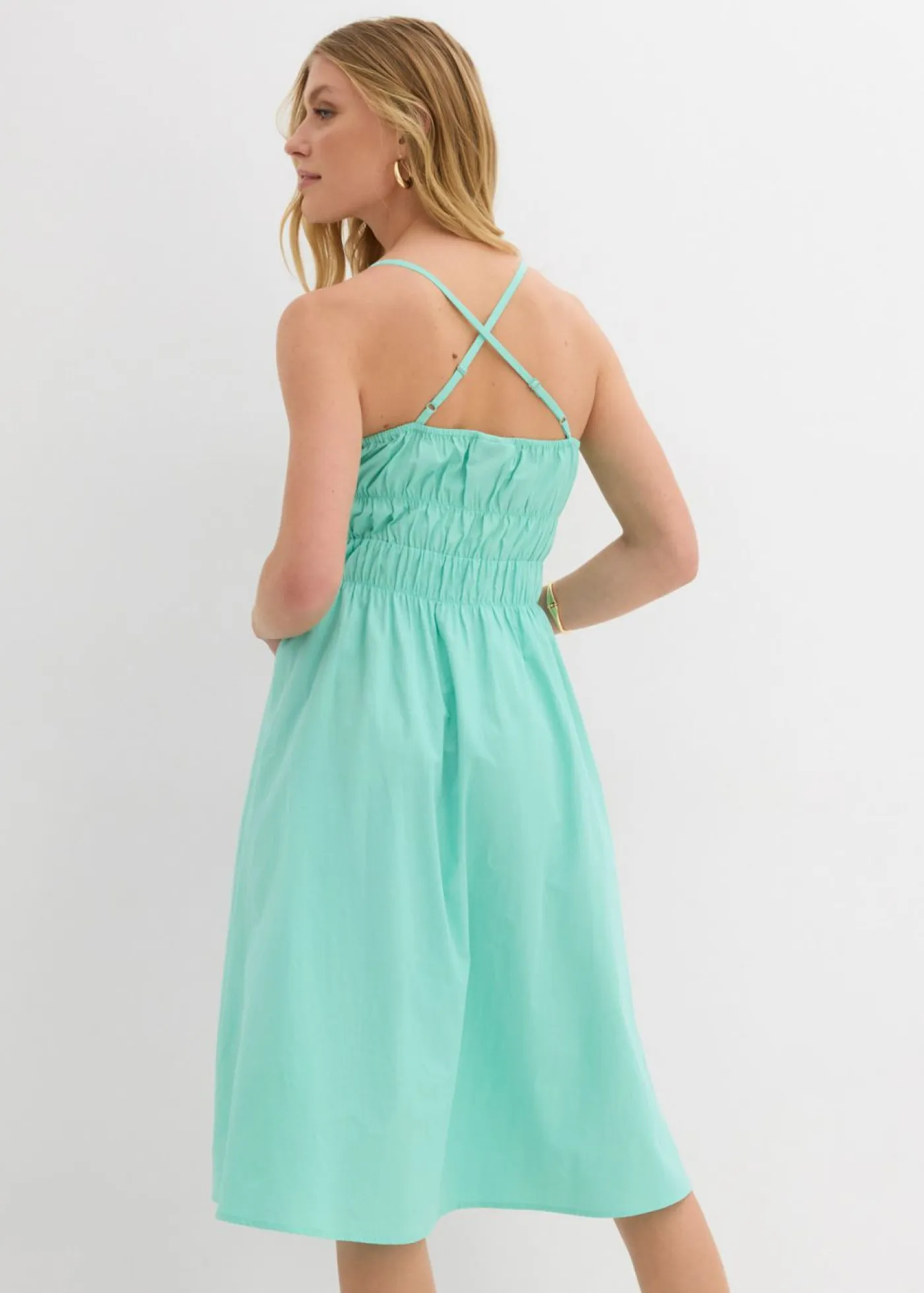 bonprix bonprix Vestidos>Vestido de algodón orgánico puro con tirantes Azul mentol