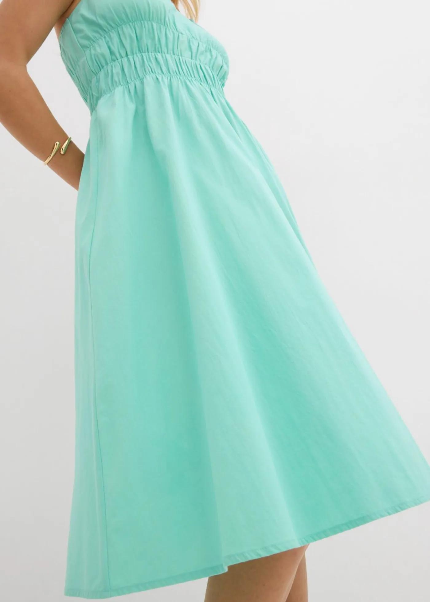 bonprix bonprix Vestidos>Vestido de algodón orgánico puro con tirantes Azul mentol