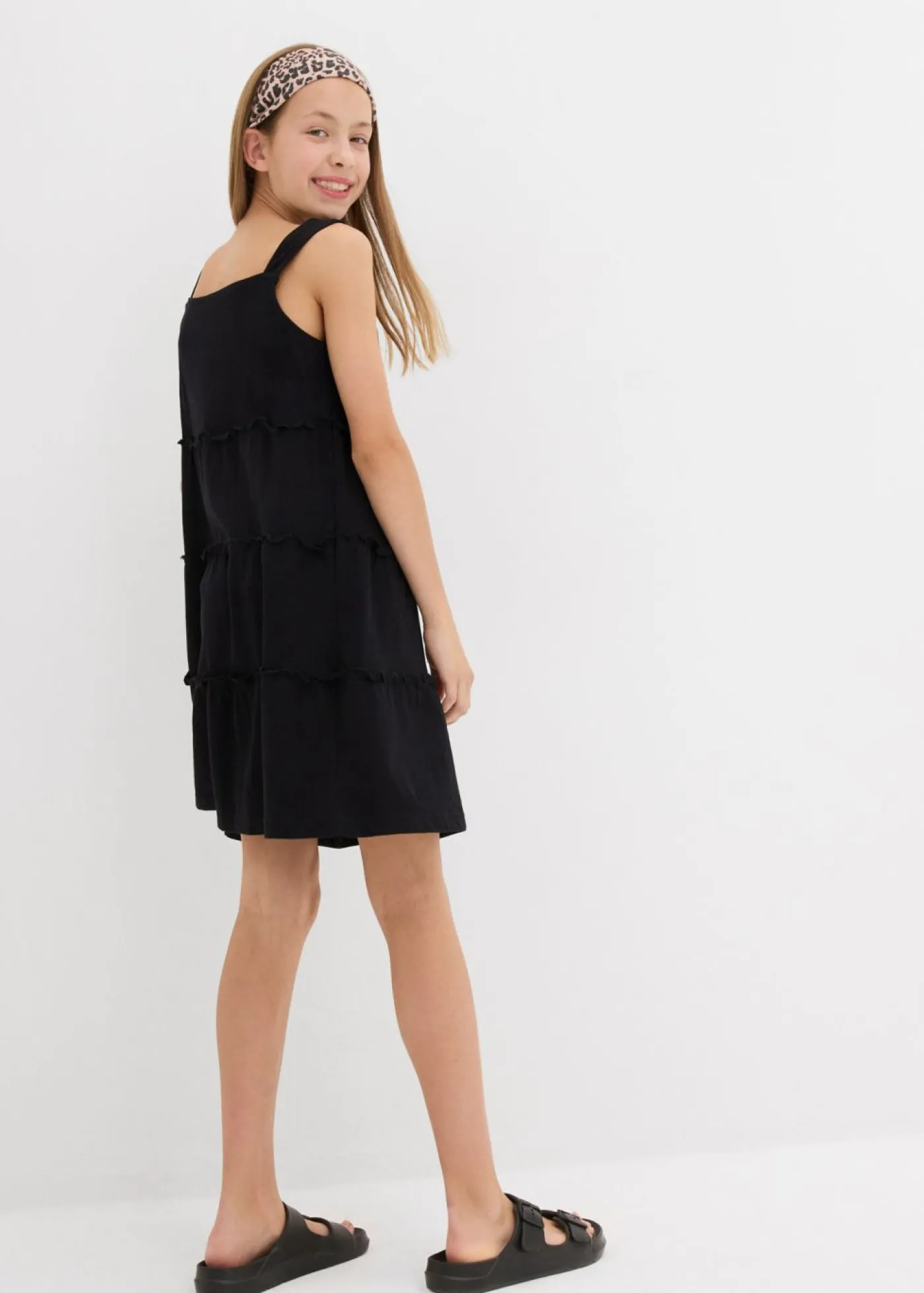bonprix bonprix Ropa 9 A 16 Años·Vestidos Y Monos>Vestido de algodón orgánico puro con tirantes Negro