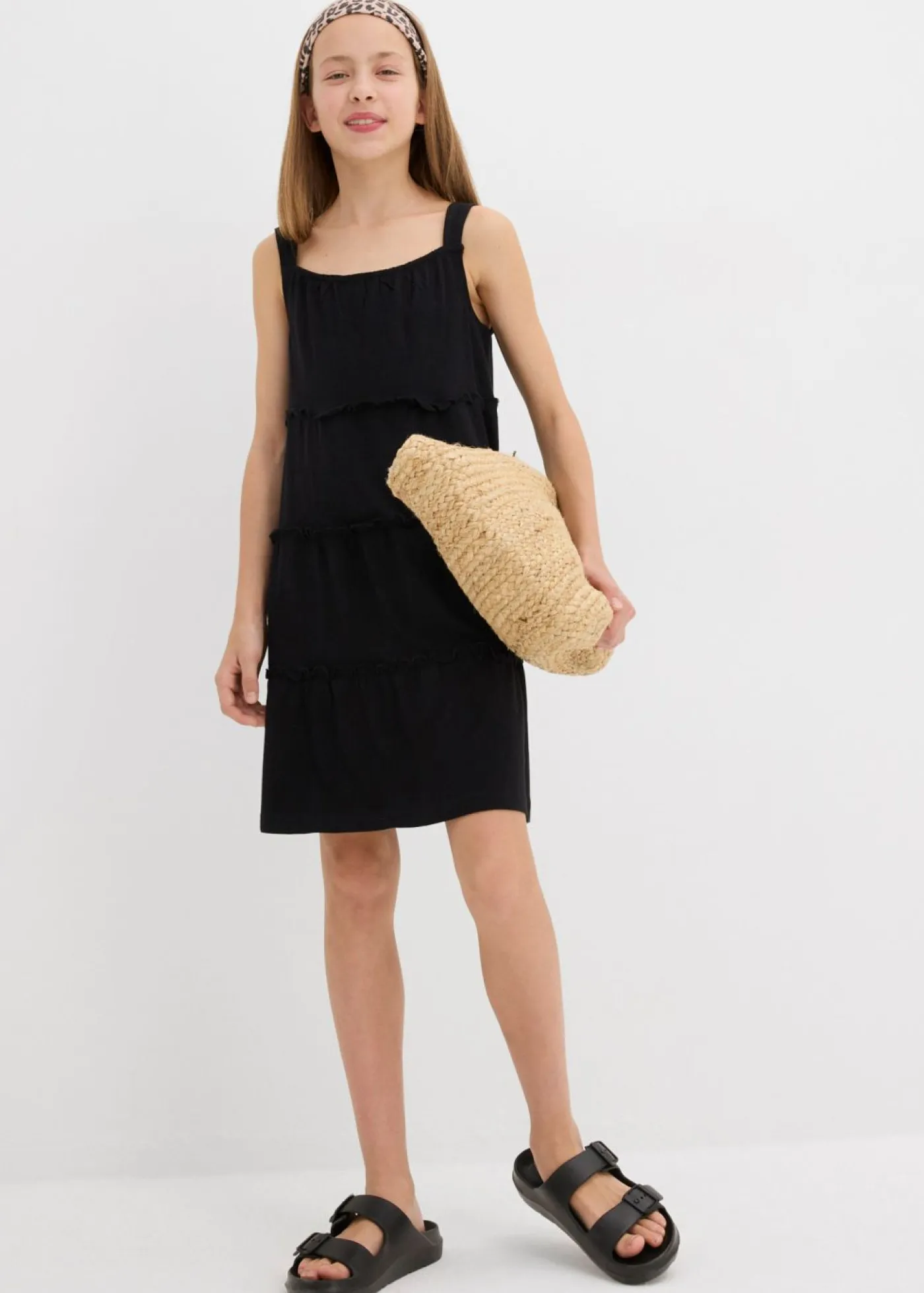 bonprix bonprix Ropa 9 A 16 Años·Vestidos Y Monos>Vestido de algodón orgánico puro con tirantes Negro