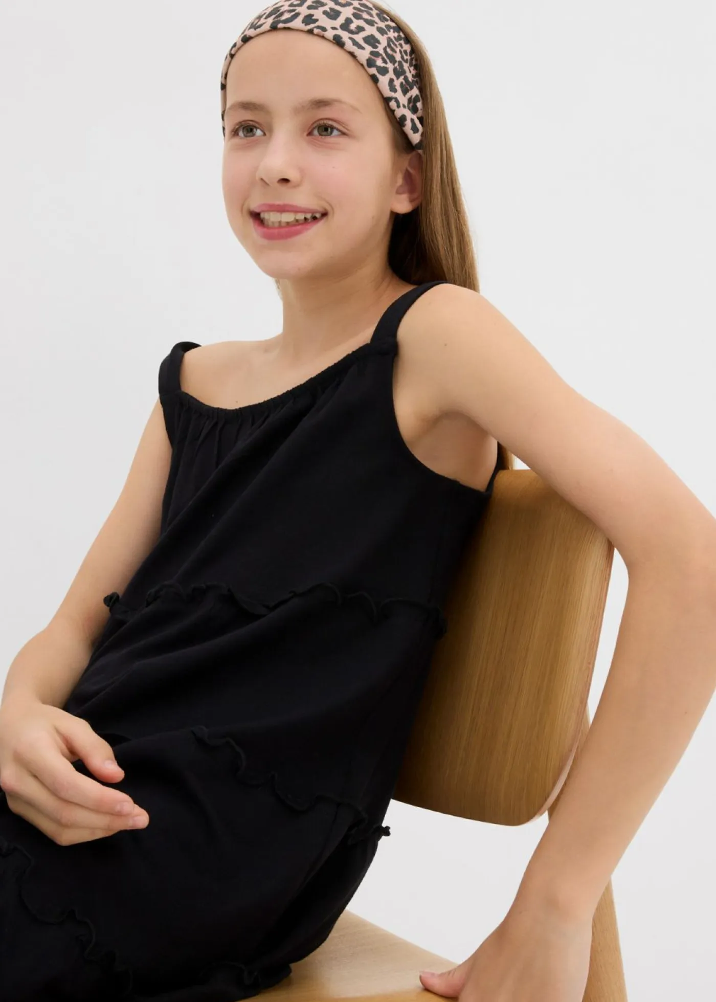 bonprix bonprix Ropa 9 A 16 Años·Vestidos Y Monos>Vestido de algodón orgánico puro con tirantes Negro