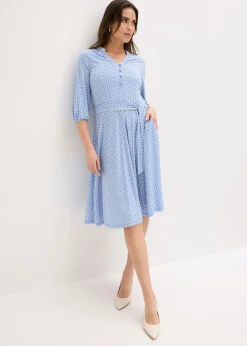 Mujer bonprix bonprix Vestido de blusa en jersey con cordón (2 piezas)