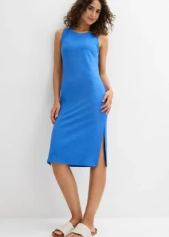 Mujer bonprix bonprix Vestido de canalé de mezcla de viscosa fluida con aberturas laterales