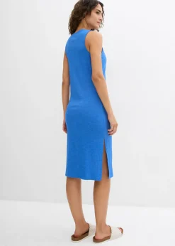 Mujer bonprix bonprix Vestido de canalé de mezcla de viscosa fluida con aberturas laterales