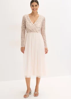 bonprix bonprix Vestidos|Novedades>Vestido de cóctel con bordado de lentejuelas rosa pálido