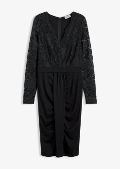 Mujer bonprix bonprix Vestido de encaje con drapeado