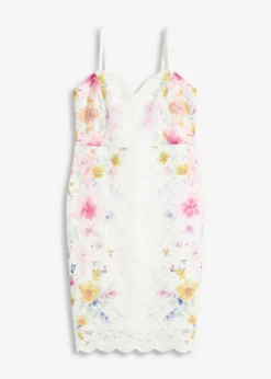 bonprix bonprix Vestidos|Ropa Elegante>Vestido de encaje con tirantes blanco con flores