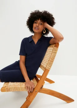 Mujer bonprix bonprix Vestido de froté hasta la rodilla con cuello tipo polo