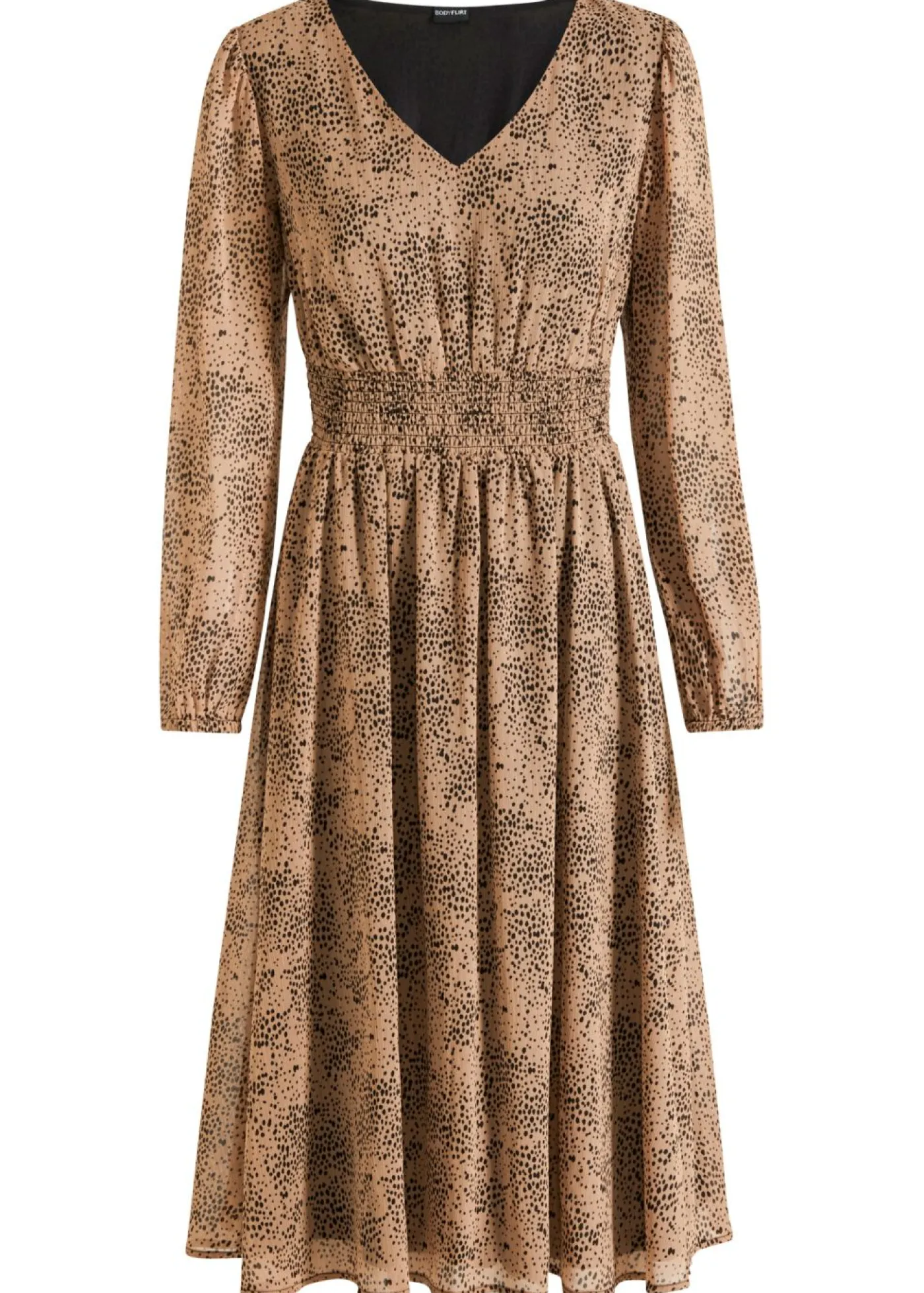 bonprix bonprix Vestidos>Vestido de gasa estampado leo camel-negro
