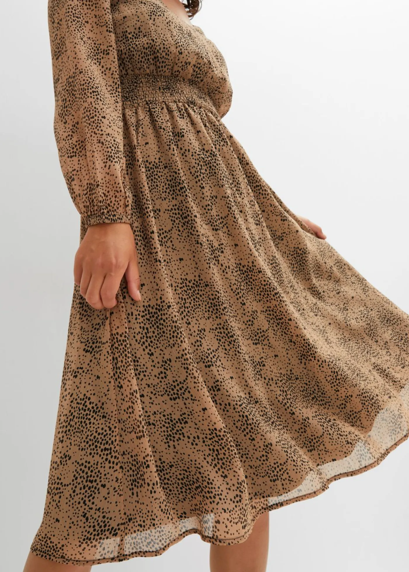 bonprix bonprix Vestidos>Vestido de gasa estampado leo camel-negro