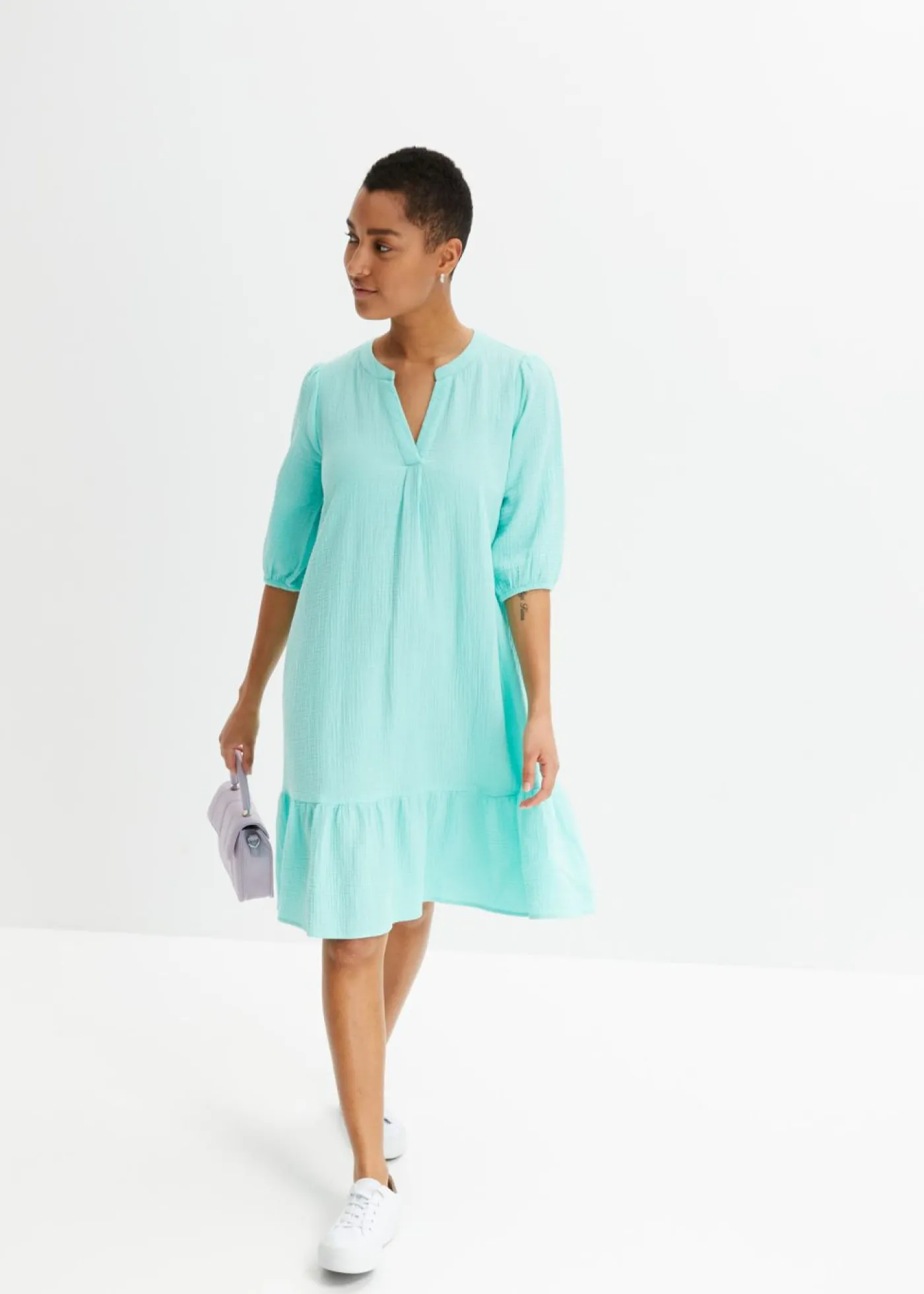 bonprix bonprix Vestidos>Vestido de gasa Azul mentol