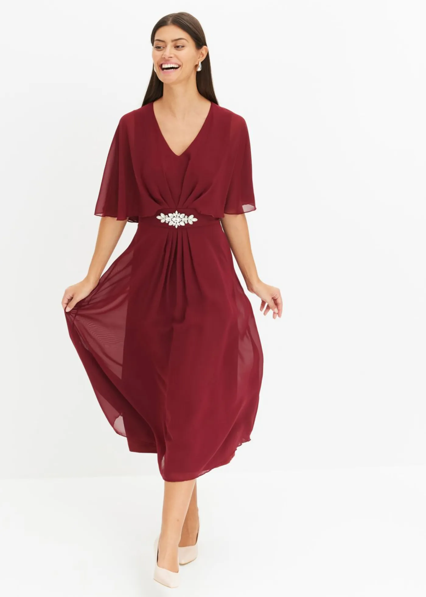 Mujer bonprix bonprix Vestido de gasa con aplicación de piedras