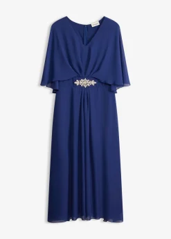 bonprix bonprix Vestidos|Ropa Elegante>Vestido de gasa con aplicación de piedras Azul oxford