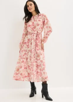 Mujer bonprix bonprix Vestido de gasa con cordón (2 piezas)