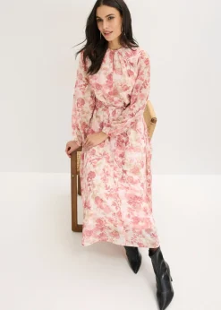 Mujer bonprix bonprix Vestido de gasa con cordón (2 piezas)