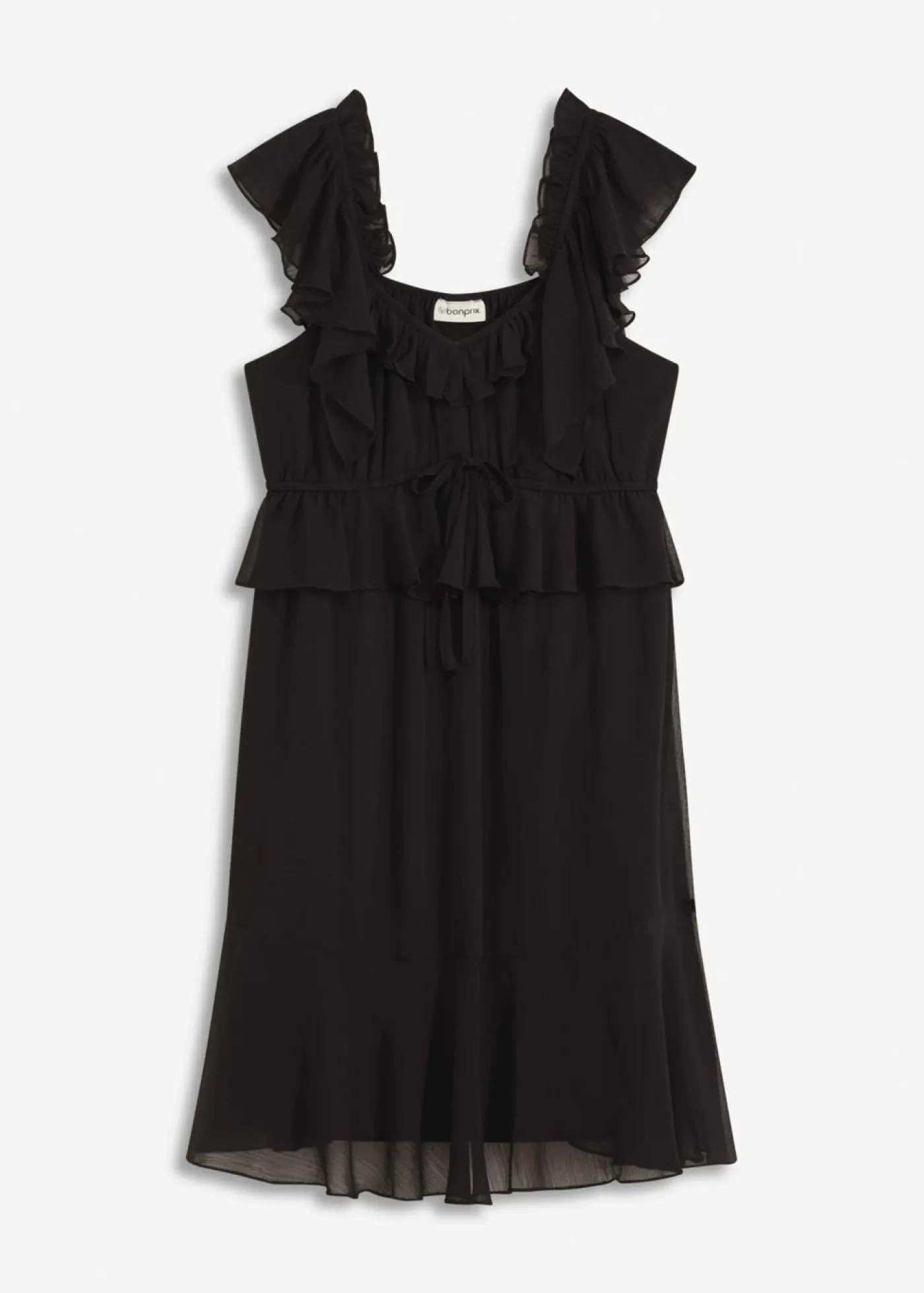 bonprix bonprix Vestidos>Vestido de gasa con corte en A Negro