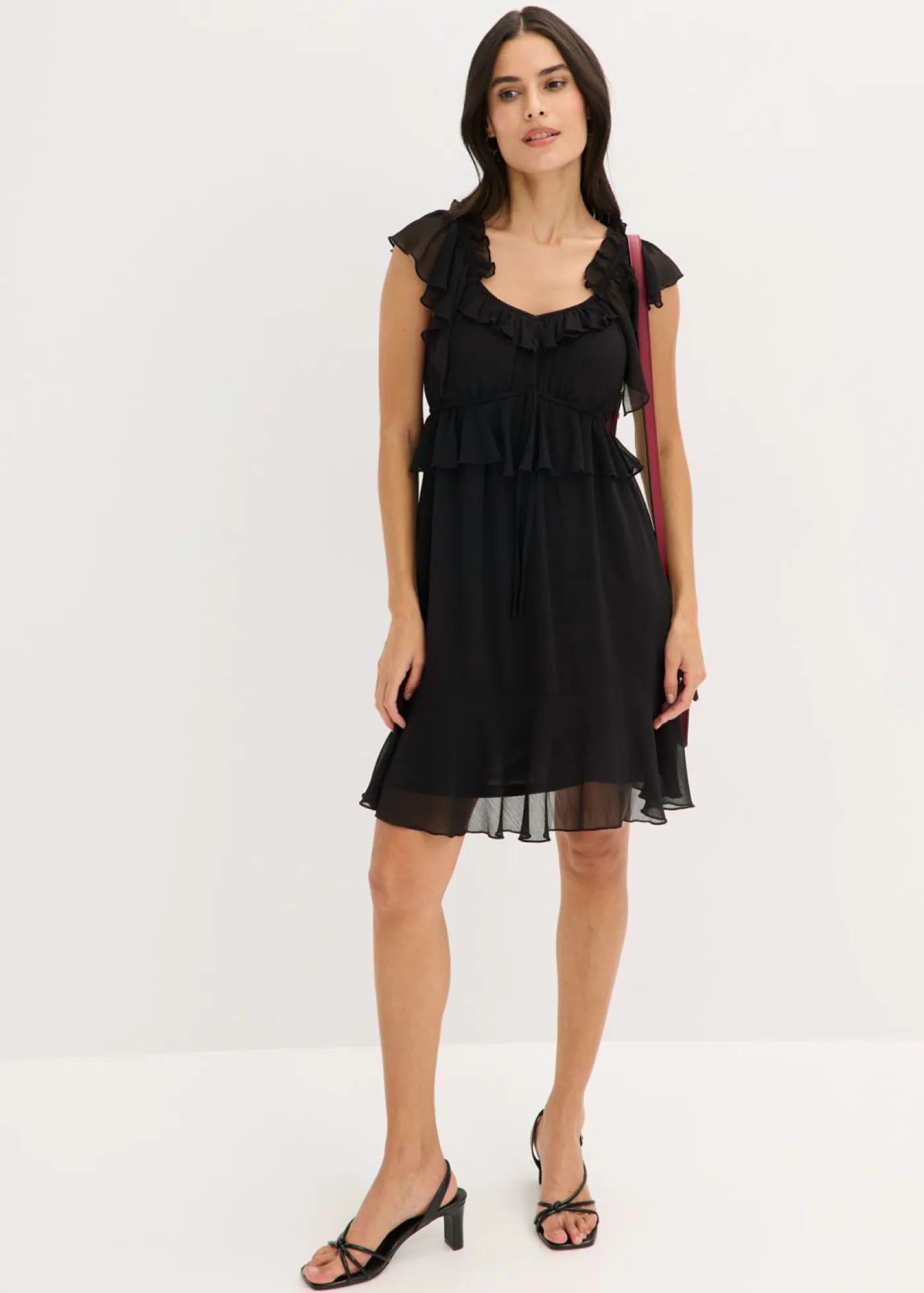 bonprix bonprix Vestidos>Vestido de gasa con corte en A Negro