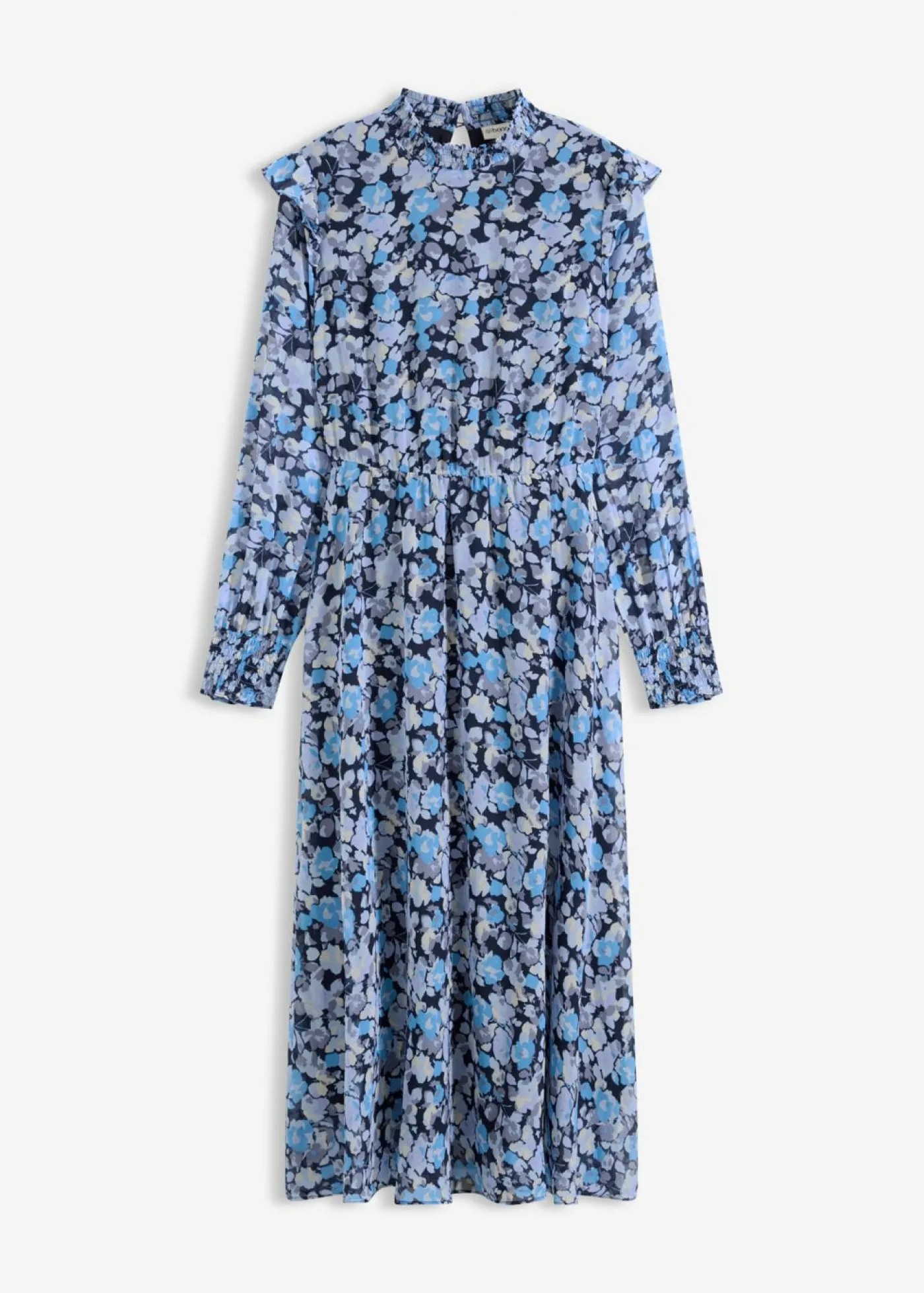 bonprix bonprix Tallas Pequeñas|Vestidos>Vestido de gasa con cuello alto Azul