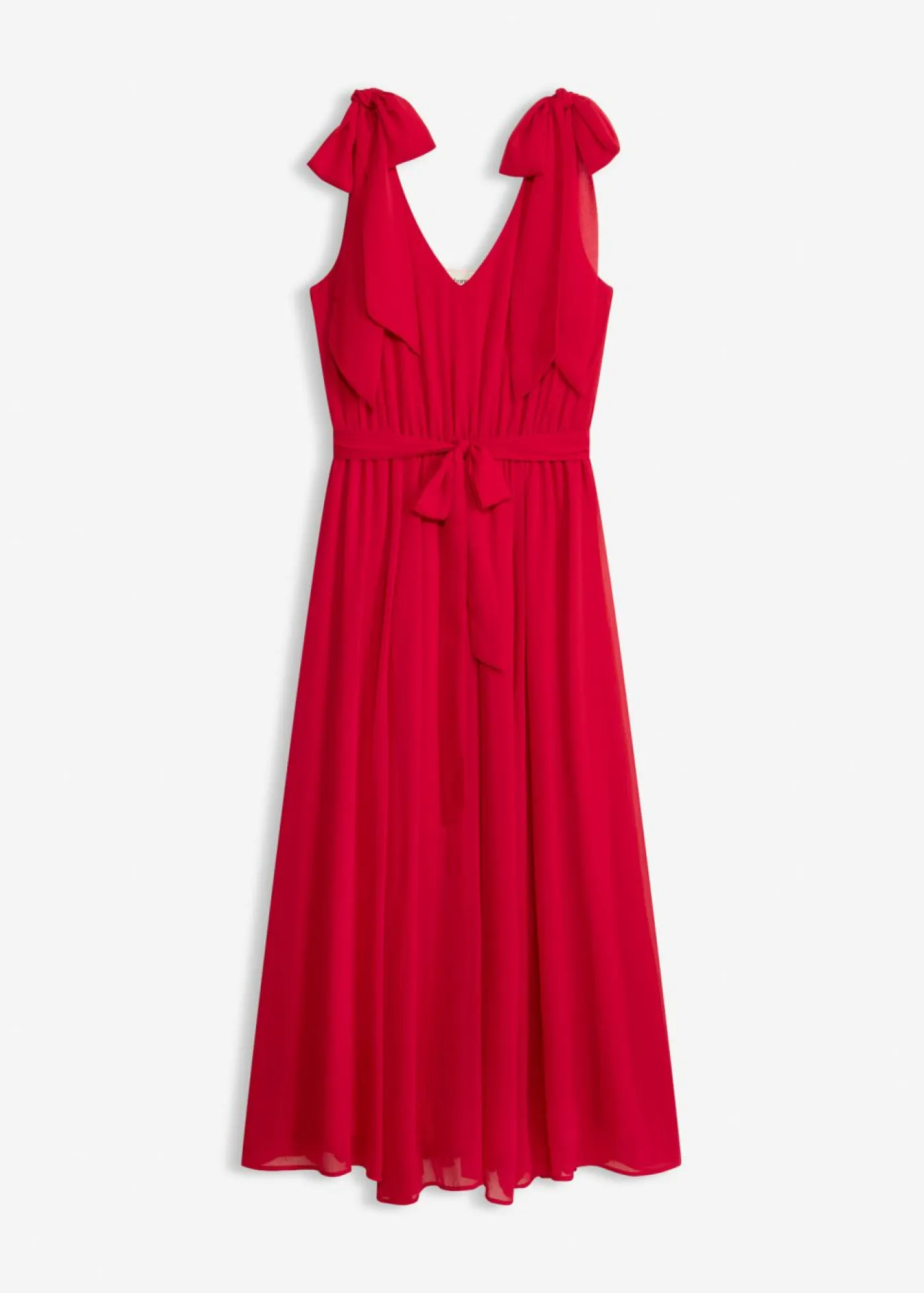 bonprix bonprix Vestidos|Ropa Elegante>Vestido de gasa con detalles de lazo Rojo oscuro