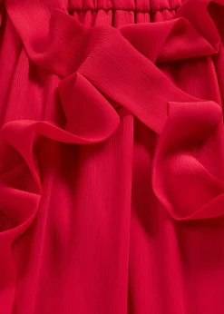 bonprix bonprix Vestidos|Ropa Elegante>Vestido de gasa con detalles de lazo Rojo oscuro