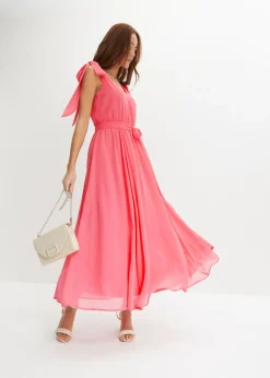 Mujer bonprix bonprix Vestido de gasa con detalles de lazo