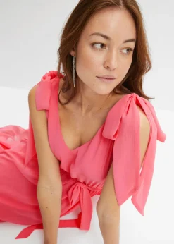 Mujer bonprix bonprix Vestido de gasa con detalles de lazo