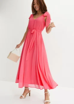 Mujer bonprix bonprix Vestido de gasa con detalles de lazo