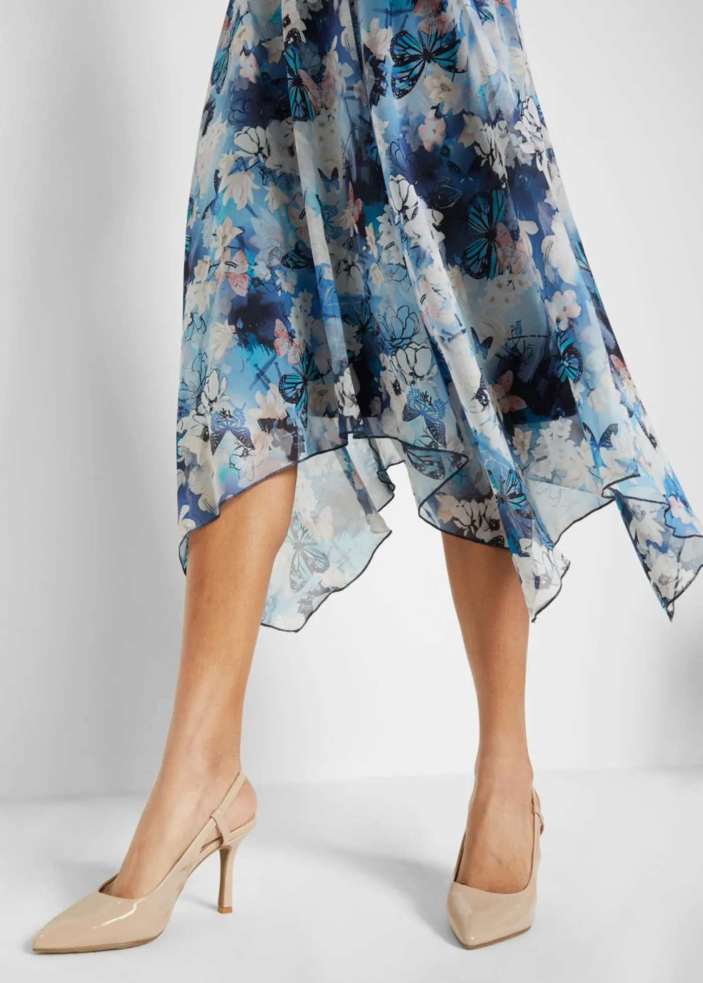 bonprix bonprix Vestidos|Novedades>Vestido de gasa con encaje fino azul marino con flores