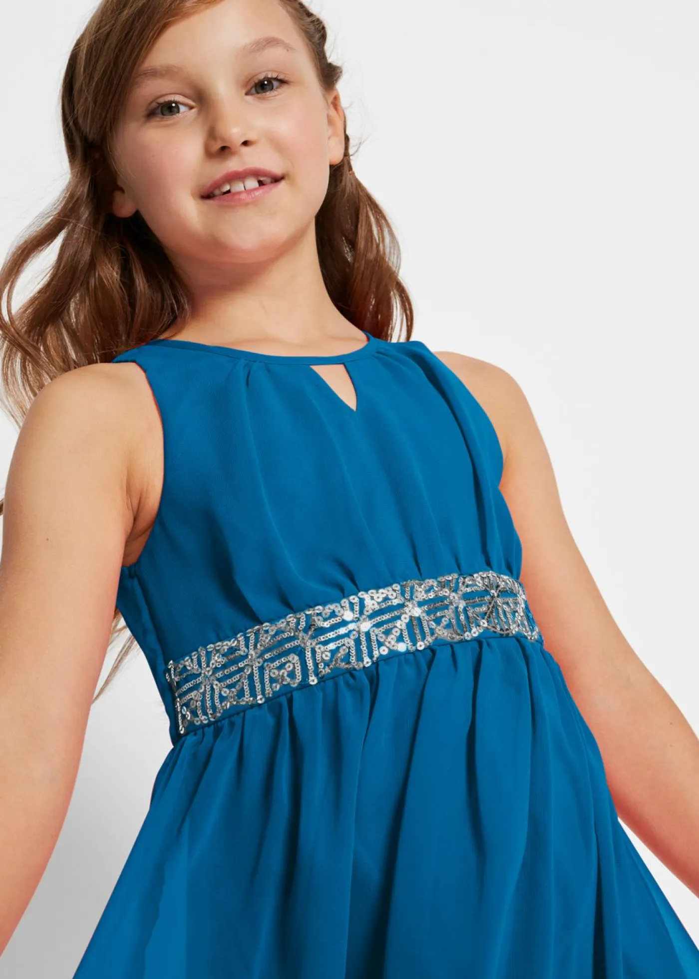 bonprix bonprix Ropa 9 A 16 Años·Vestidos Y Monos>Vestido de gasa con lentejuelas Azul