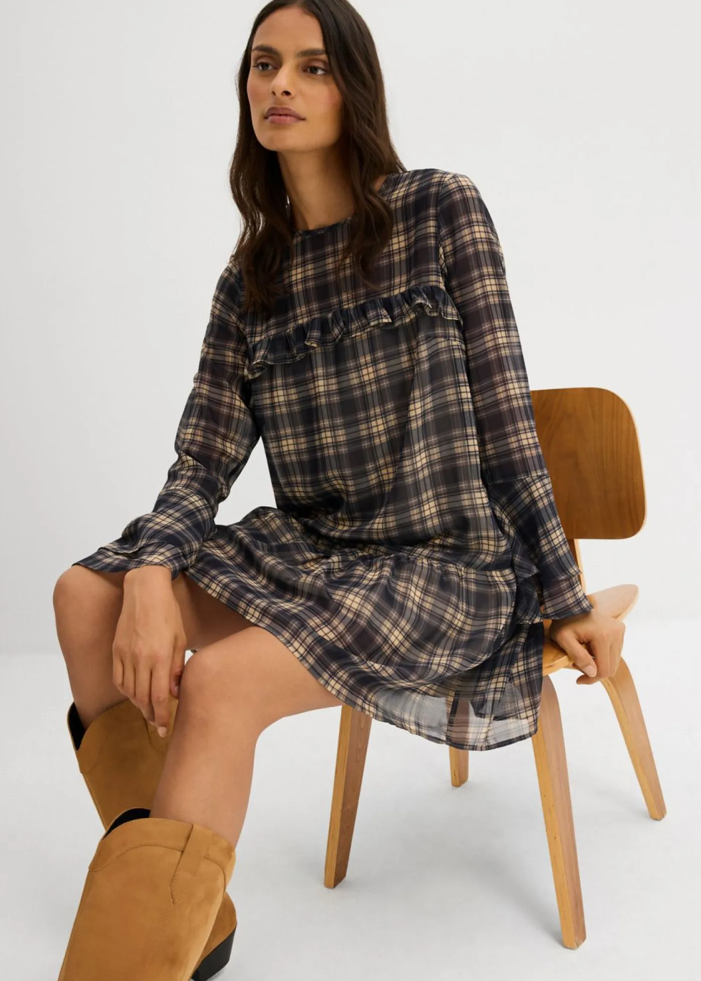 Mujer bonprix bonprix Vestido de gasa con volantes