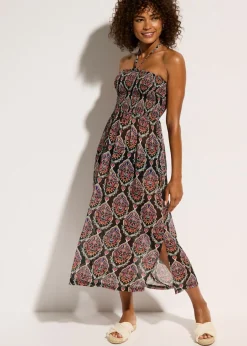 bonprix bonprix Ropa De Playa|Vestidos>Vestido de gasa para la playa Negro multicolor