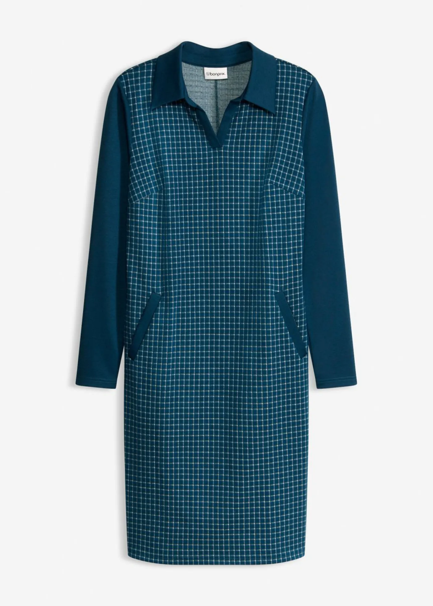 Mujer bonprix bonprix Vestido de jacquard con cuello en contraste