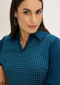 Mujer bonprix bonprix Vestido de jacquard con cuello en contraste