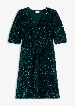bonprix bonprix Vestidos>Vestido de lentejuelas Verde oscuro