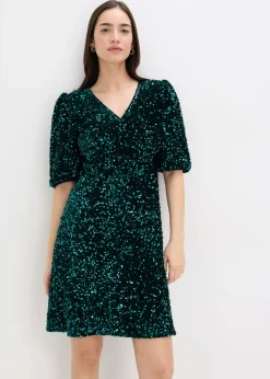 bonprix bonprix Vestidos>Vestido de lentejuelas Verde oscuro