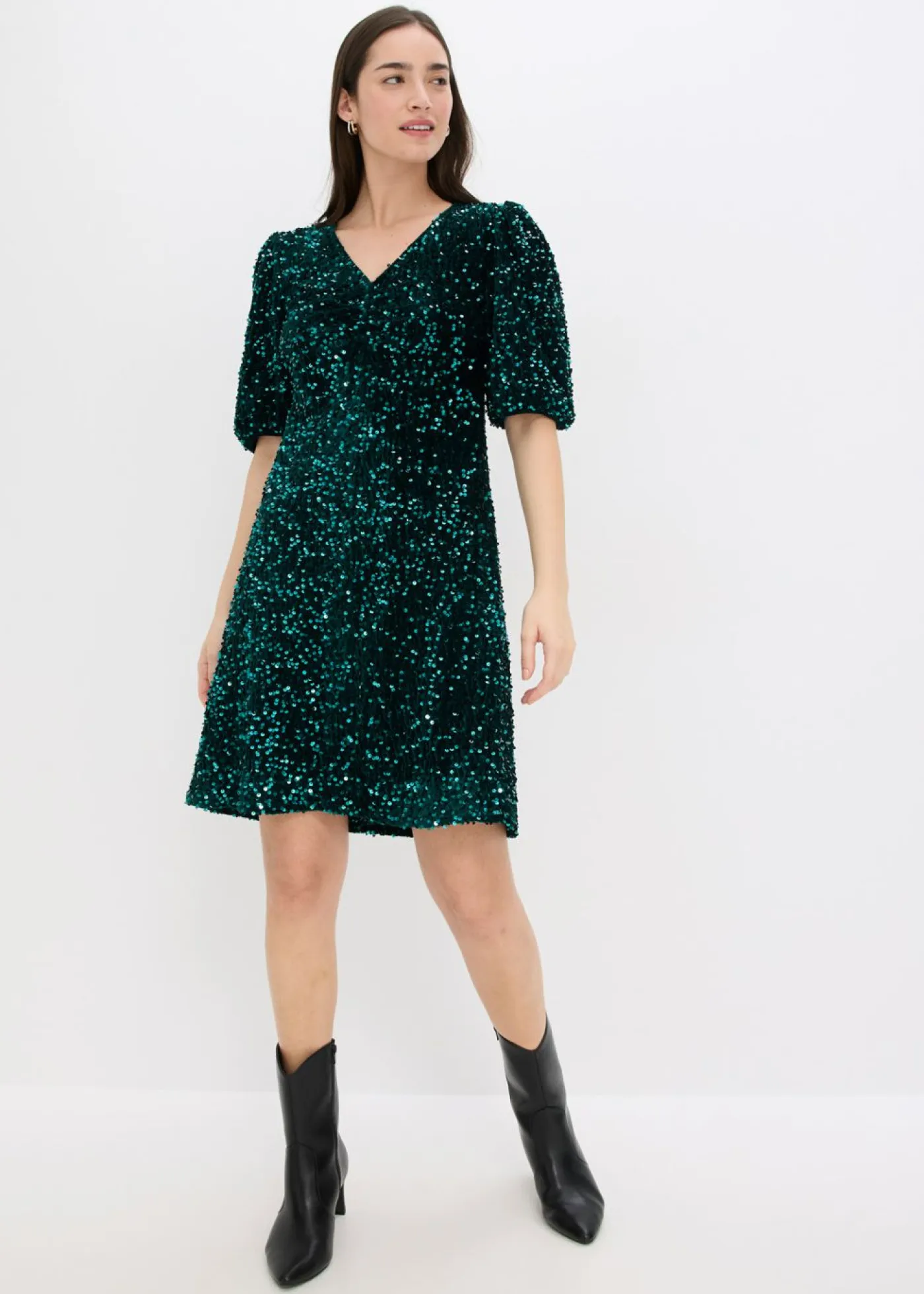 bonprix bonprix Vestidos>Vestido de lentejuelas Verde oscuro