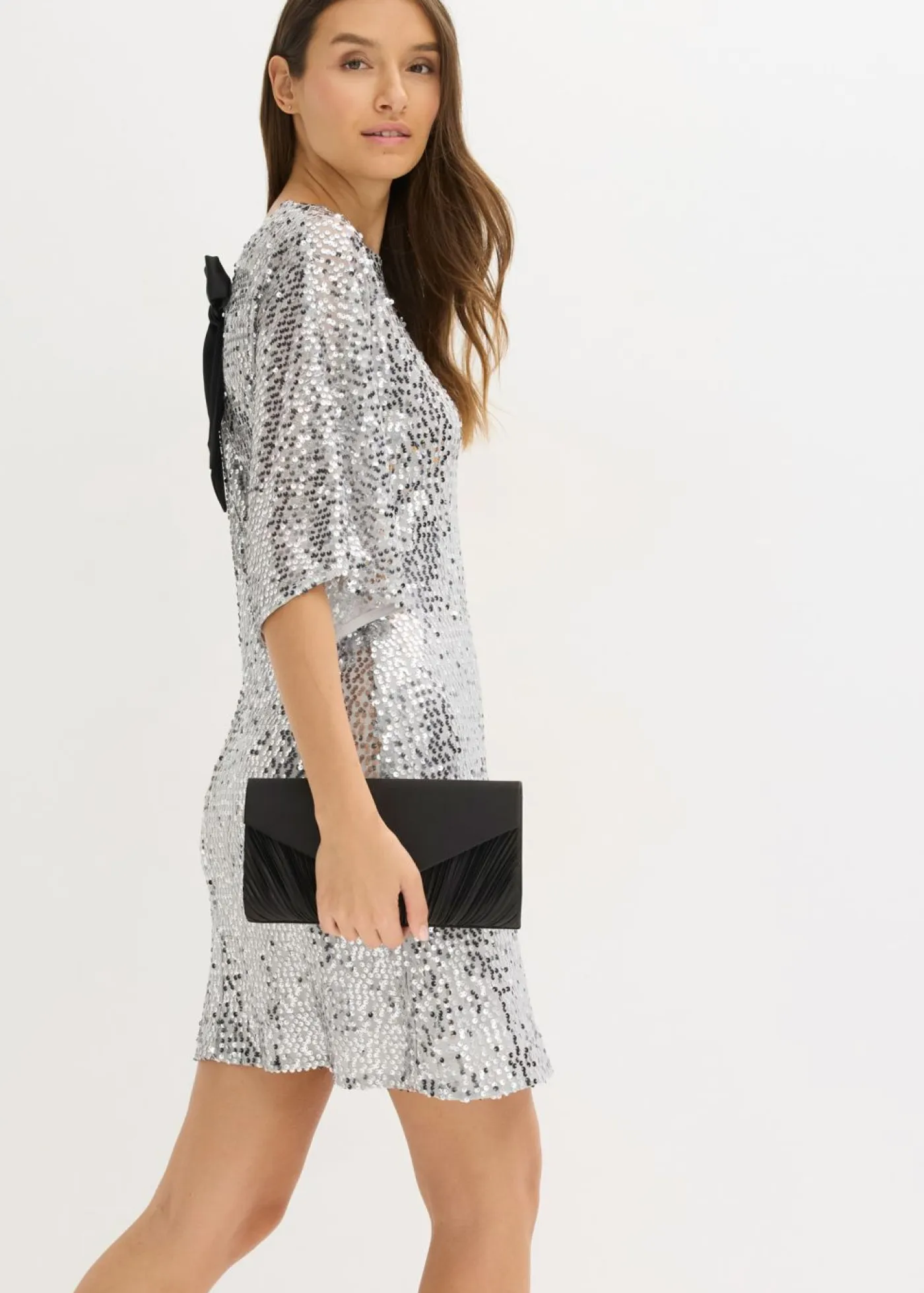 Mujer bonprix bonprix Vestido de lentejuelas con detalle de lazo