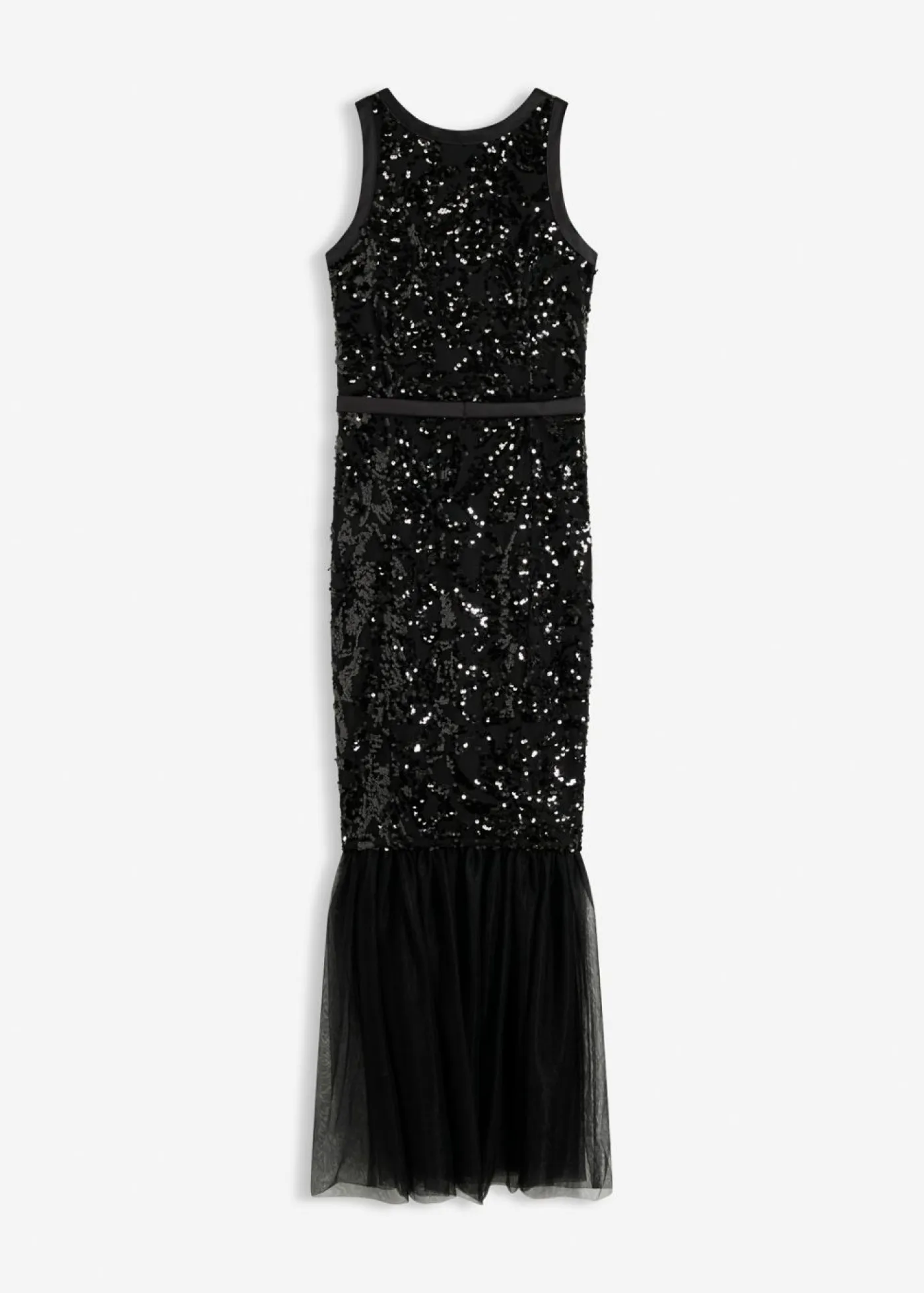 bonprix bonprix Vestidos|Ropa Elegante>Vestido de lentejuelas con volante Negro-beige