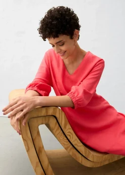 Mujer bonprix bonprix Vestido de lino puro con mangas 3/4