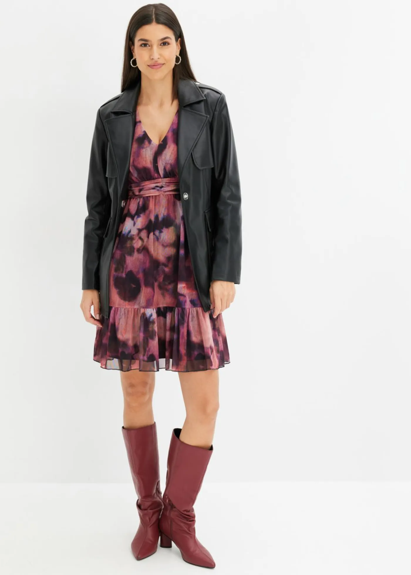 bonprix bonprix Vestidos>Vestido de malla rosa pálido-negro