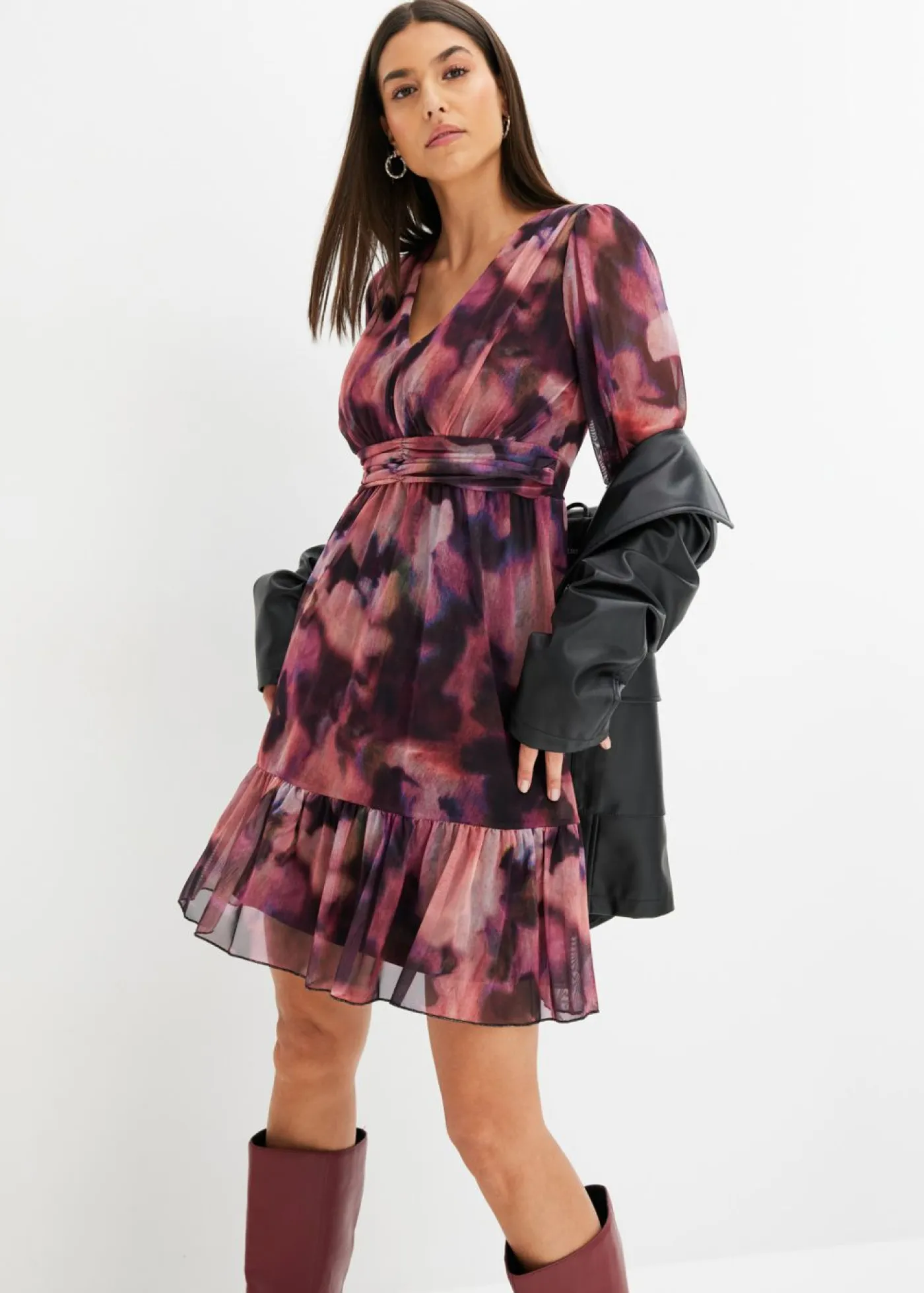 bonprix bonprix Vestidos>Vestido de malla rosa pálido-negro