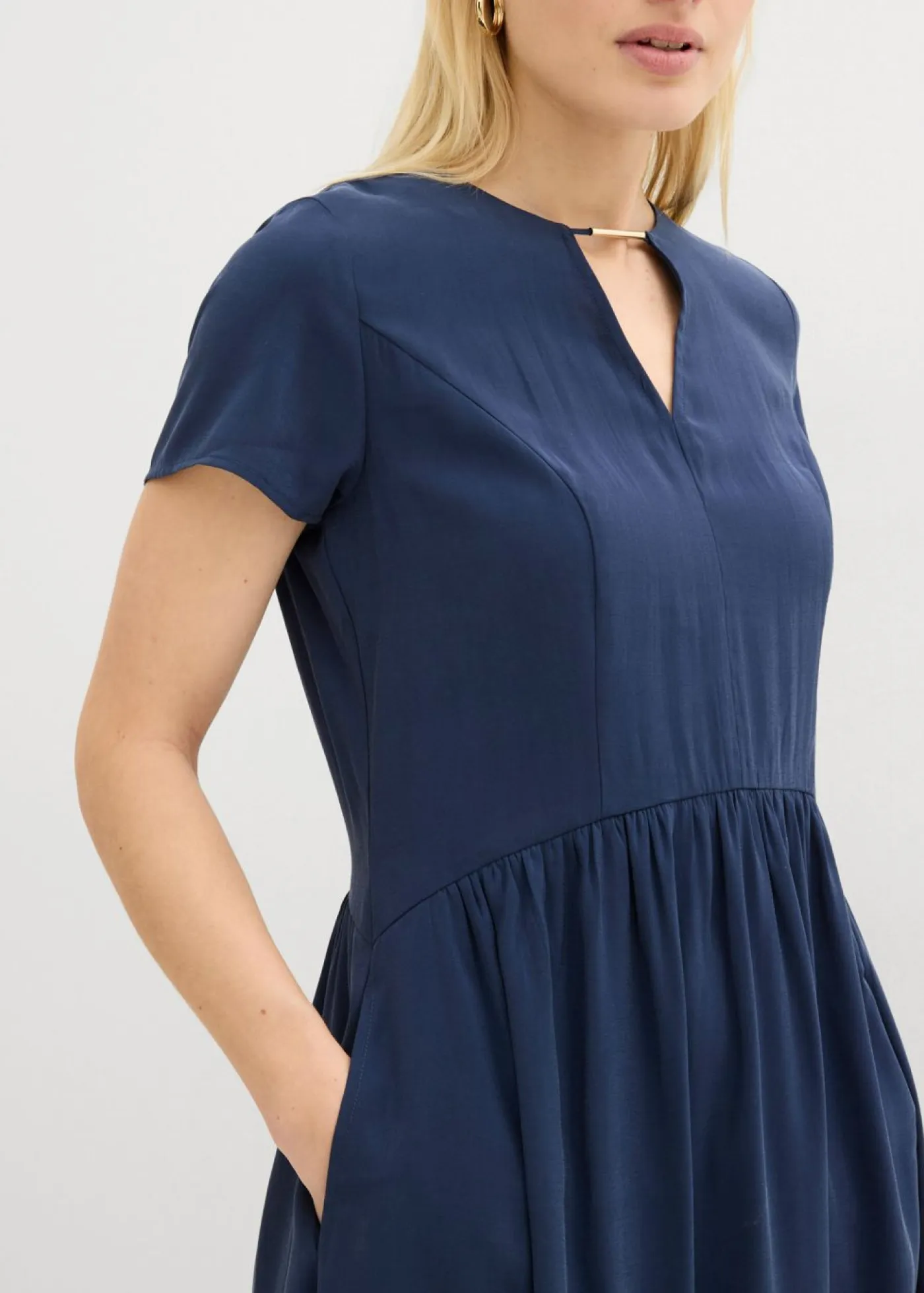 bonprix bonprix Vestidos|Novedades>Vestido de mezcla de viscosa fina Azul marino