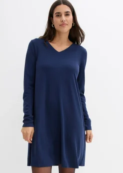 bonprix bonprix Vestidos>Vestido de mezcla de viscosa fluida Azul marino