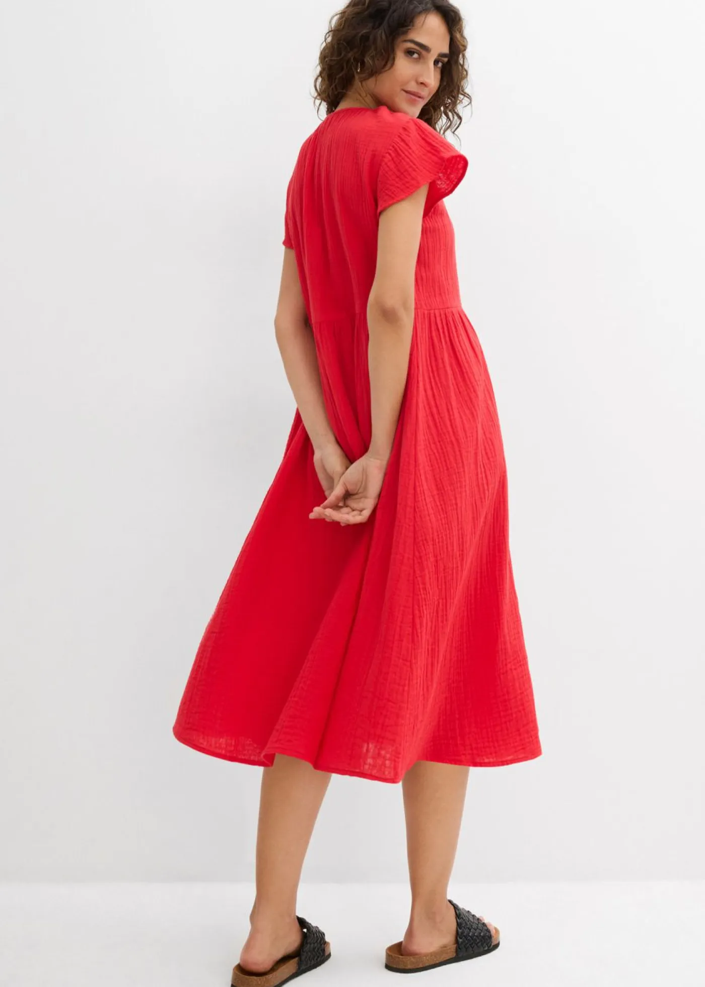 bonprix bonprix Vestidos>Vestido de muselina suave fresa