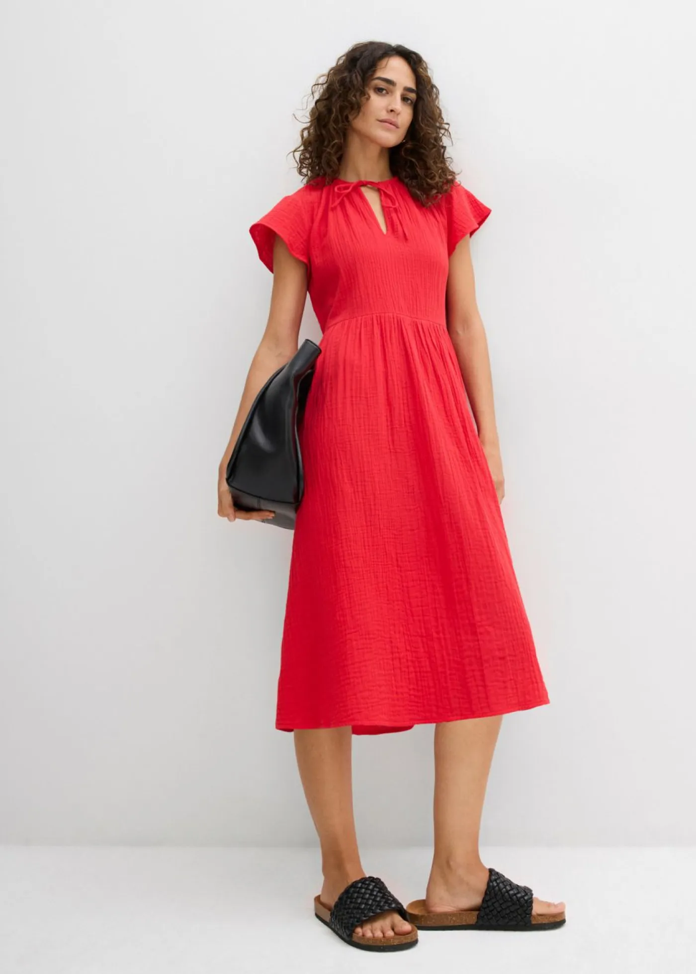 bonprix bonprix Vestidos>Vestido de muselina suave fresa