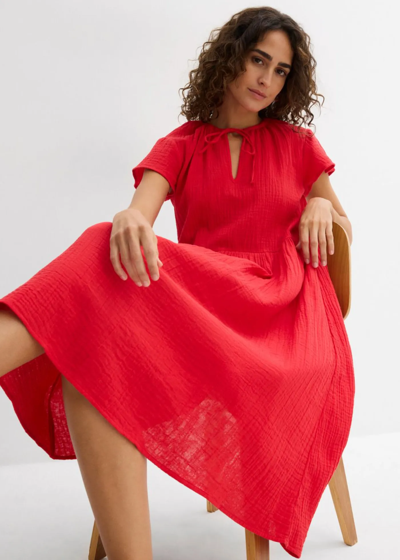 bonprix bonprix Vestidos>Vestido de muselina suave fresa