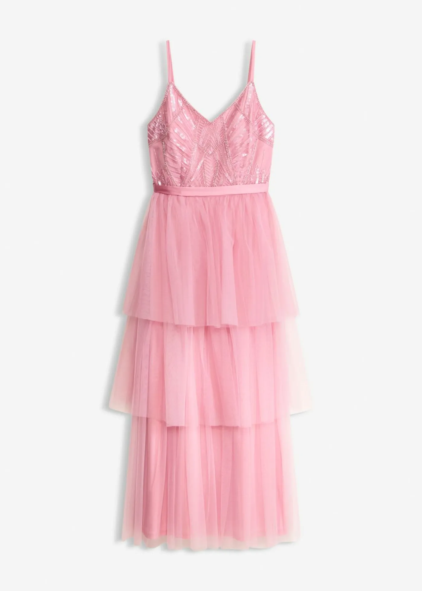 Mujer bonprix bonprix Vestido de noche con encaje y falda de tul fino